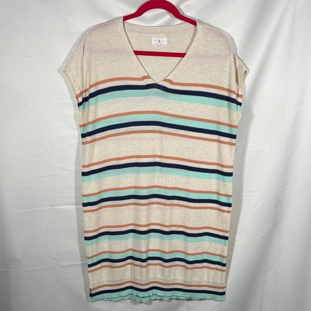 Lou&Grey Striped Short Sleeve Dress SZ M - Picture 2 of 4